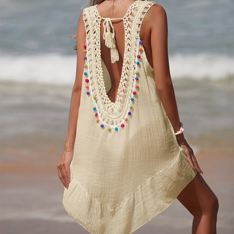 Women V-Neck Backless Hollow O - огляд і ціна Cover Up Kaftan